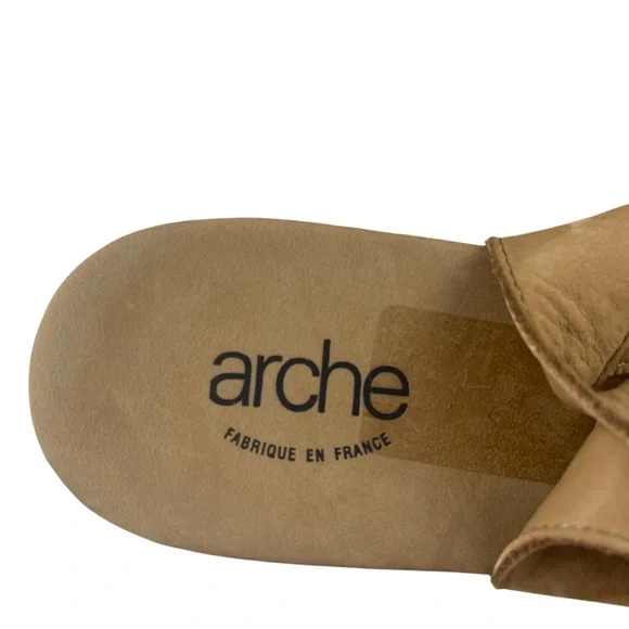 Arche France Tan Soft Nubuck Leather Peep Toe Slingback Sandals Sz 40 (9 US) - Picture 7 of 10